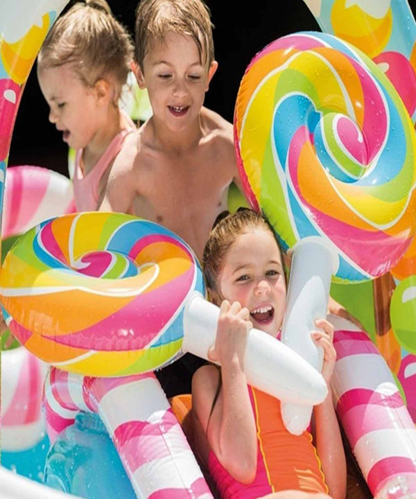 استخر بادی کودک همراه با سرسره اینتکس Intex طرح شکلات