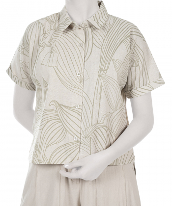 شومیز لینن آستین کوتاه زنانه آر ان اس مدل AM-RNS-11272301