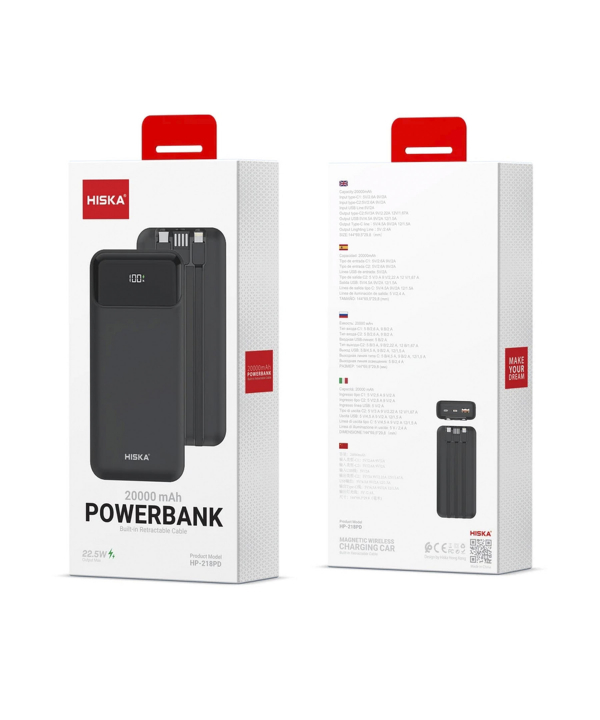 پاوربانک هیسکا مدل HP-218PD ظرفیت 20000 میلی آمپر ساعت