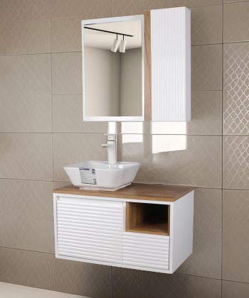 ست کابینت و روشویی دلفین Dolphin مدل Znd-R23-W به همراه آینه و باکس
