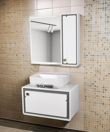 ست کابینت و روشویی دلفین Dolphin مدل ZND-R12-W به همراه آینه و باکس