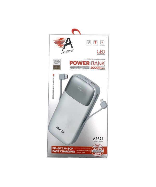 پاوربانک ارو مدل ARP21 با ظرفیت 20000 میلی آمپر ساعت برند ARROW
