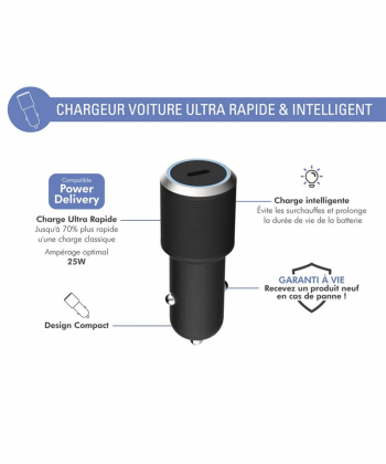 شارژر فندکی فورس مدل FPLICAC1C25WPDB Power Delivery