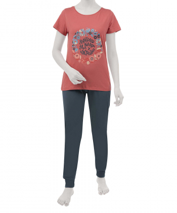 ست تیشرت و شلوار نخی راحتی زنانه ناربن مدل 3821