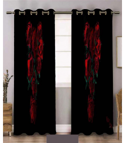 پرده نوپه هوم Nope Home مدل مخمل پانچی طرح گل سرخ سایز 140x280
