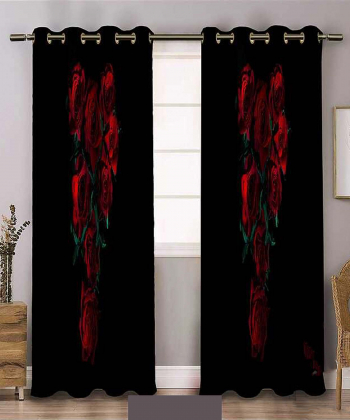 پرده نوپه هوم Nope Home مدل مخمل پانچی طرح گل سرخ سایز 140x280