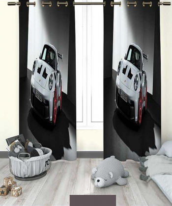 پرده نوپه هوم Nope Home مدل مخمل پانچی طرح ماشین Porsche سایز 140x280