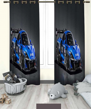 پرده نوپه هوم Nope Home مدل مخمل پانچی طرح ماشین رالی سایز 140x280