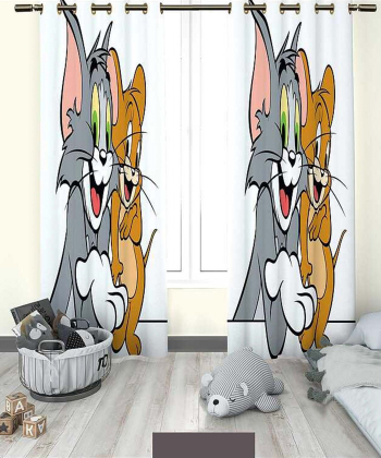 پرده نوپه هوم Nope Home مدل مخمل پانچی طرح Tom & jery سایز 140x280