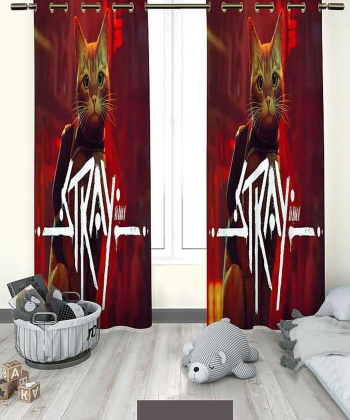 پرده نوپه هوم Nope Home مدل مخمل پانچی طرح گربه سایز 140x280