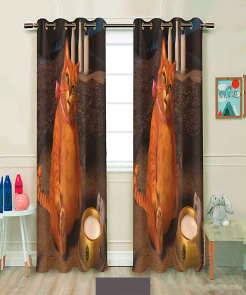 پرده نوپه هوم Nope Home مدل مخمل پانچی طرح garfild سایز 140x280