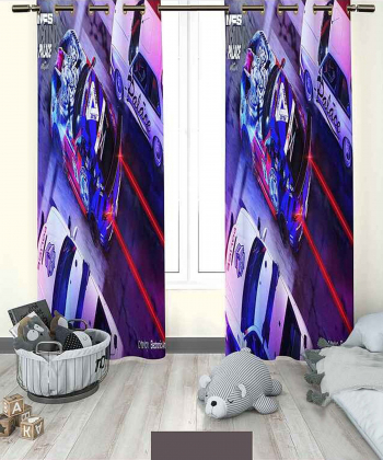 پرده نوپه هوم Nope Home مدل مخمل پانچی طرح ماشینهای رالی سایز 140x280
