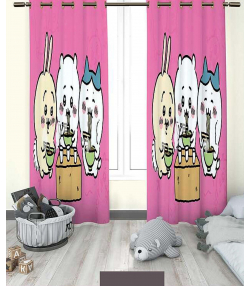 پرده نوپه هوم Nope Home مدل مخمل پانچی طرح خرگوشهای کارتونی سایز 140x280