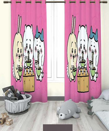 پرده نوپه هوم Nope Home مدل مخمل پانچی طرح خرگوشهای کارتونی سایز 140x280