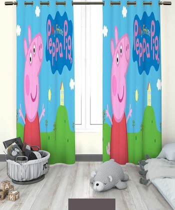 پرده نوپه هوم Nope Home مدل مخمل پانچی طرح خوک کارتونی سایز 140x280