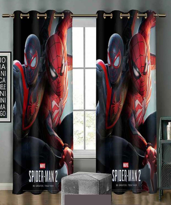 پرده نوپه هوم Nope Home مدل مخمل پانچی طرح مردعنکبوتی سایز 140x280