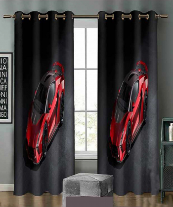 پرده نوپه هوم Nope Home مدل مخمل پانچی طرح ماشین مسابقه ای سایز 140x280