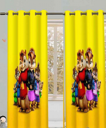 پرده نوپه هوم Nope Home مدل مخمل پانچی طرح انیمیشن سنجابها سایز 140x280