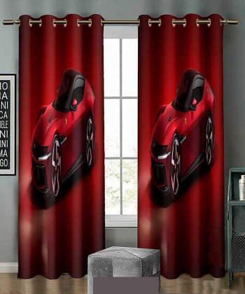 پرده نوپه هوم Nope Home مدل مخمل پانچی طرح ماشین سرعتی سایز 140x280