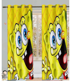 پرده نوپه هوم Nope Home مدل مخمل پانچی طرح باب اسفنجی خوشحال سایز 140x280