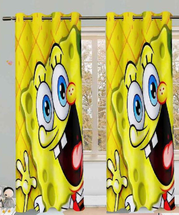 پرده نوپه هوم Nope Home مدل مخمل پانچی طرح باب اسفنجی خوشحال سایز 140x280