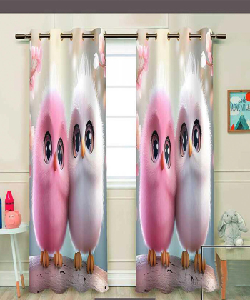 پرده نوپه هوم Nope Home مدل مخمل پانچی طرح جوجه تپل سایز 140x280