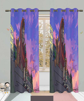 پرده نوپه هوم Nope Home مدل مخمل پانچی طرح کارتونی سایز 140x280