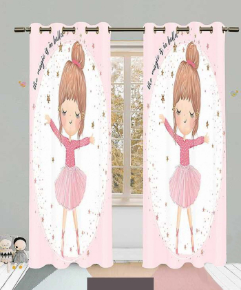 پرده نوپه هوم Nope Home مدل مخمل پانچی طرح دختر کارتونی سایز 140x280