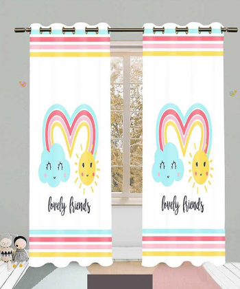 پرده نوپه هوم Nope Home مدل مخمل پانچی طرح رنگین کمانی سایز 140x280