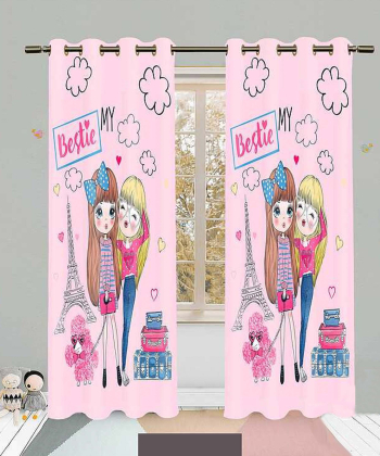 پرده نوپه هوم Nope Home مدل مخمل پانچی طرح انیمیشنی دخترانه سایز 140x280