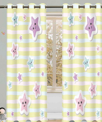 پرده نوپه هوم Nope Home مدل مخمل پانچی طرح ستاره رنگی سایز 140x280