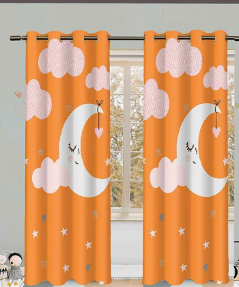 پرده نوپه هوم Nope Home مدل مخمل پانچی طرح ماه و ابر سایز 140x280