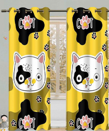 پرده نوپه هوم Nope Home مدل مخمل پانچی طرح گربه سایز 140x280