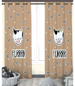 پرده نوپه هوم Nope Home مدل مخمل پانچی طرح گربه کارتونی سایز 140x280