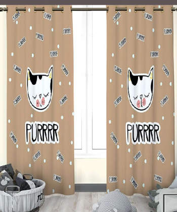 پرده نوپه هوم Nope Home مدل مخمل پانچی طرح گربه کارتونی سایز 140x280