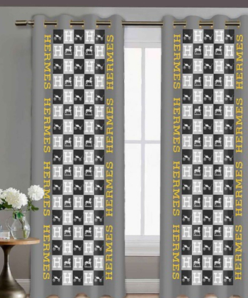 پرده نوپه هوم Nope Home مدل مخمل پانچی طرح هرمس توناژ طوسی سایز 140x280