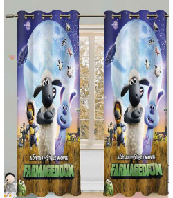 پرده نوپه هوم Nope Home مدل مخمل پانچی طرح انیمیشن بره ناقلا سایز 140x280