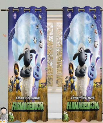 پرده نوپه هوم Nope Home مدل مخمل پانچی طرح انیمیشن بره ناقلا سایز 140x280