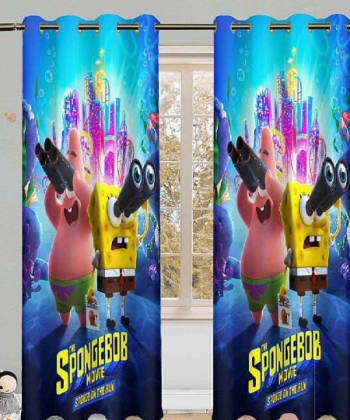 پرده نوپه هوم Nope Home مدل مخمل پانچی طرح باب اسفنجی و پاتریک سایز 140x280
