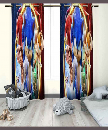 پرده نوپه هوم Nope Home مدل مخمل پانچی طرح sonic سایز 140x280