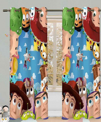 پرده نوپه هوم Nope Home مدل مخمل پانچی طرح اسباب بازی ها سایز 140x280