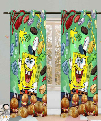 پرده نوپه هوم Nope Home مدل مخمل پانچی طرح باب اسفنجی سایز 140x280