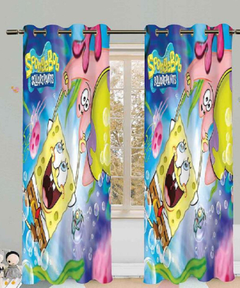 پرده نوپه هوم Nope Home مدل مخمل پانچی طرح باب اسفنجی سایز 140x280