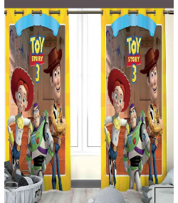 پرده نوپه هوم Nope Home مدل مخمل پانچی طرح داستان اسباب بازی ها سایز 140x280