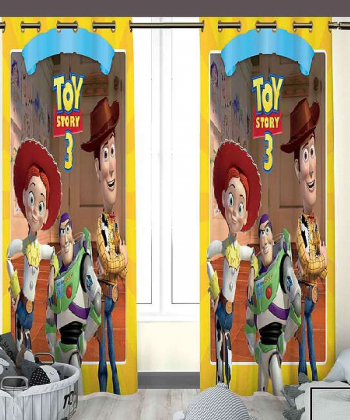 پرده نوپه هوم Nope Home مدل مخمل پانچی طرح داستان اسباب بازی ها سایز 140x280