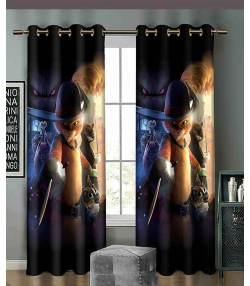 پرده نوپه هوم Nope Home مدل مخمل پانچی طرح گربه چکمه پوش سایز 140x280