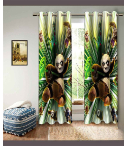 پرده نوپه هوم Nope Home مدل مخمل پانچی طرح پاندای کونگ فو کار سایز 140x280
