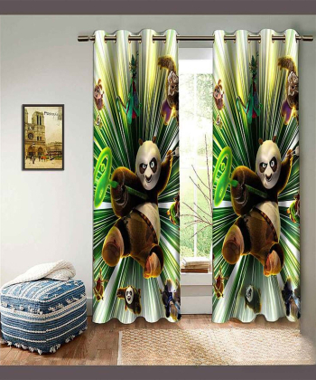 پرده نوپه هوم Nope Home مدل مخمل پانچی طرح پاندای کونگ فو کار سایز 140x280