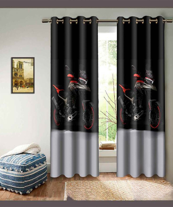 پرده نوپه هوم Nope Home مدل مخمل پانچی طرح موتور سایز 140x280