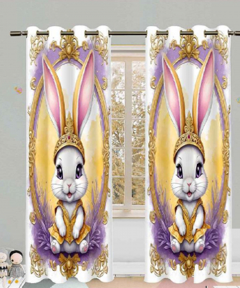 پرده نوپه هوم Nope Home مدل مخمل پانچی طرح خرگوش سایز 140x280